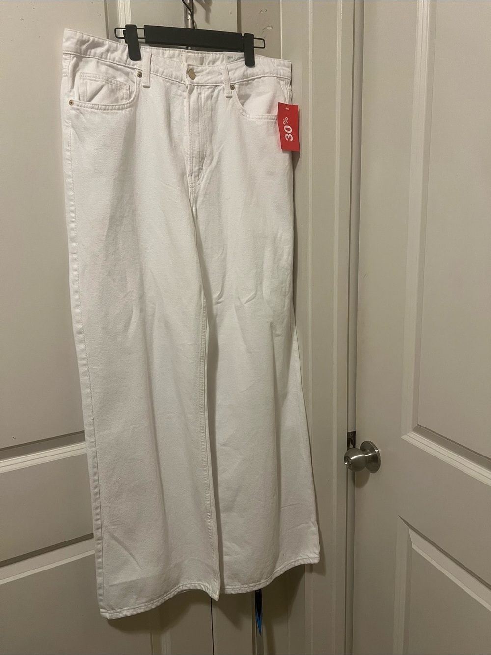 H&M White Wide-Leg High-Rise Jeans